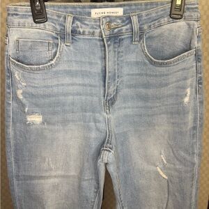 Flying Monkey Faded Blue Ripped Denim